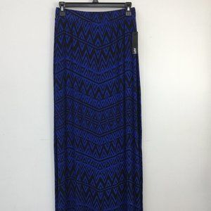 Apt. 9 Blue and Black Chevron Abstract Pattern Maxi Skirt Size XS NEW With Tags